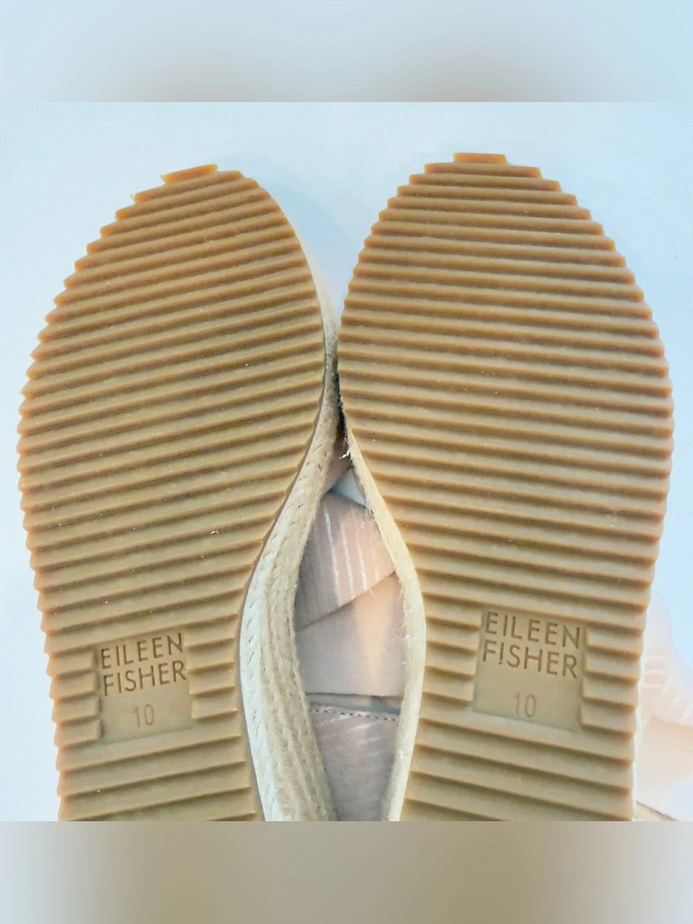 Eileen Fisher Willow Tumbled Leather Wedge Espadrille Sandals Blush Pink 10